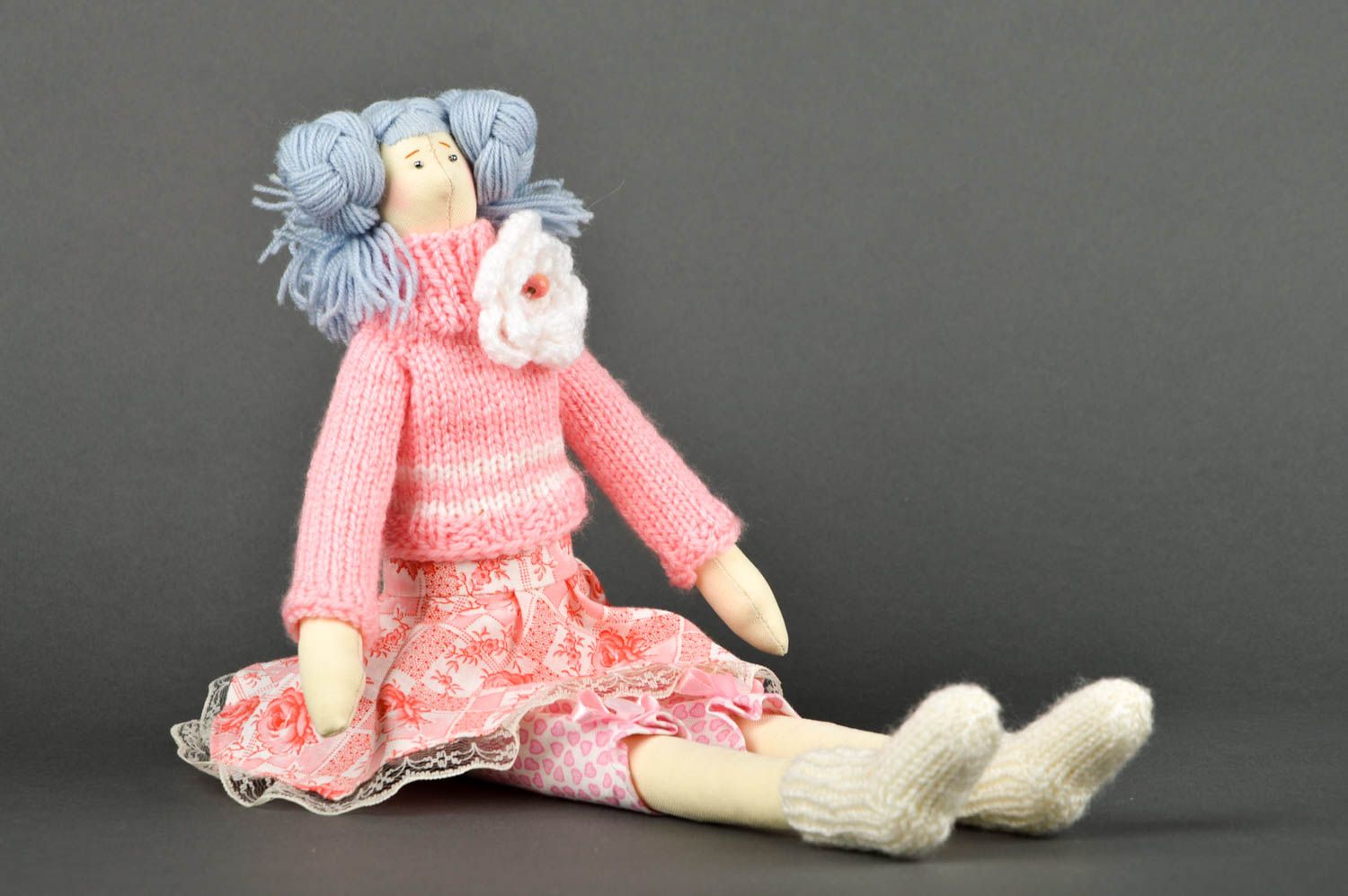 Rag doll handmade fabric toy textile toy for children nursery decor ideas photo 2