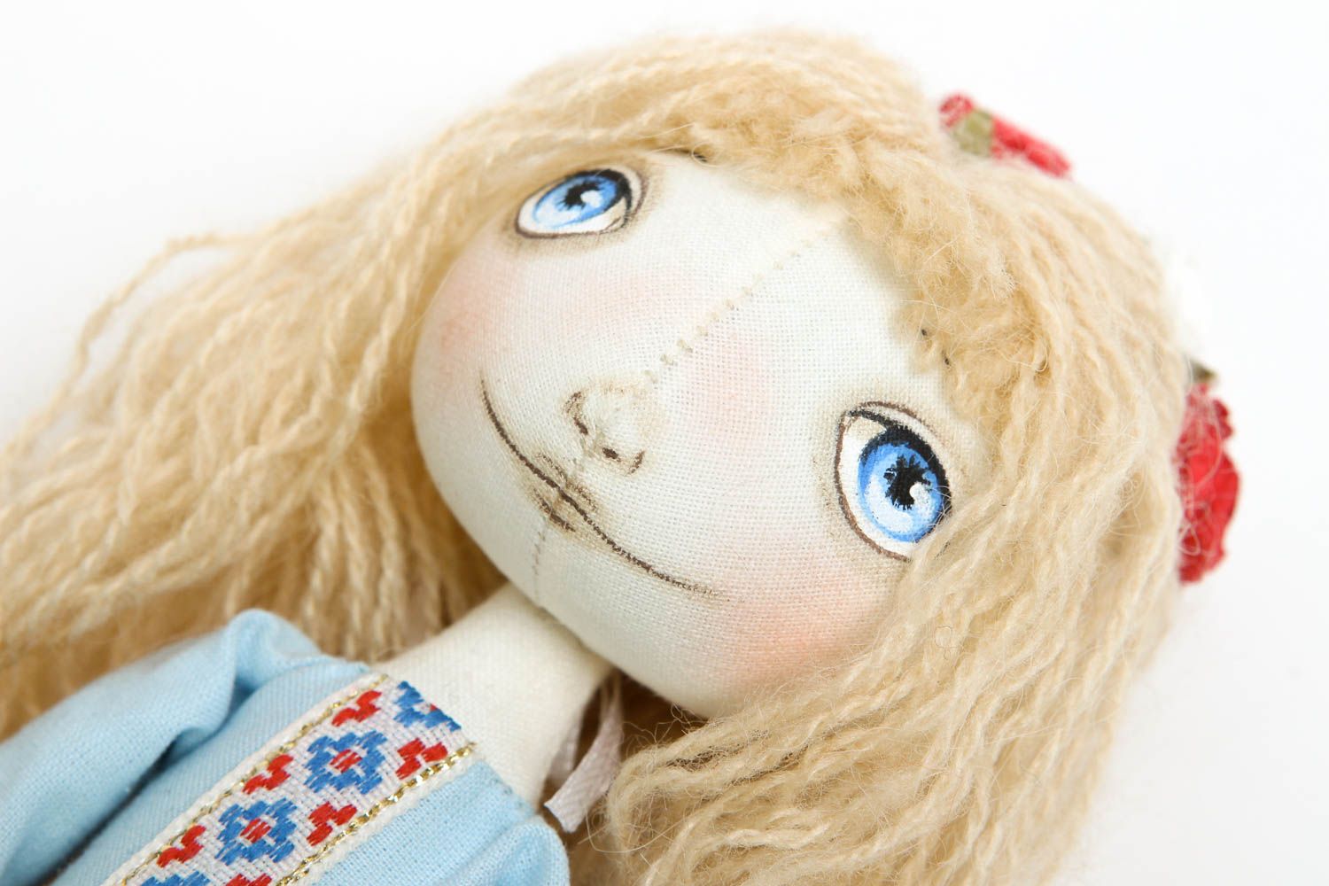 Bambola bella in cotone fatta a mano pupazzo tessile originale decoro casa foto 2