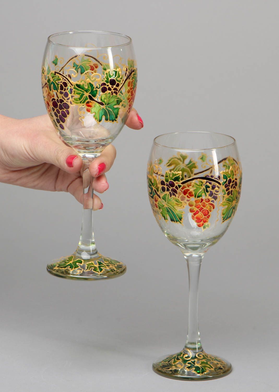 Праздничные бокалы стеклянные 4 штуки Виноградная лоза фото 4