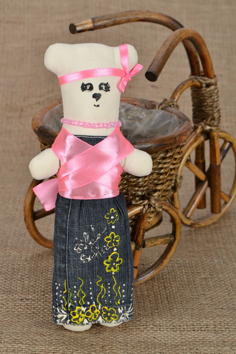 Brinquedo de tecido macio feito à mão Ursinho-fashionista foto 1