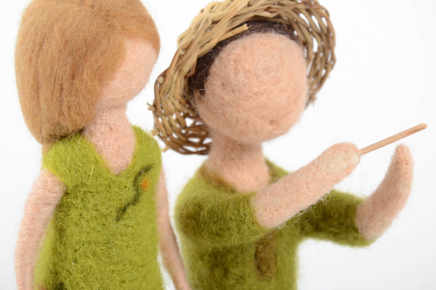 Handmade Designer Spielzeuge Puppen Set Geschenk für Frau 2 Stück Trockenfilzen foto 4