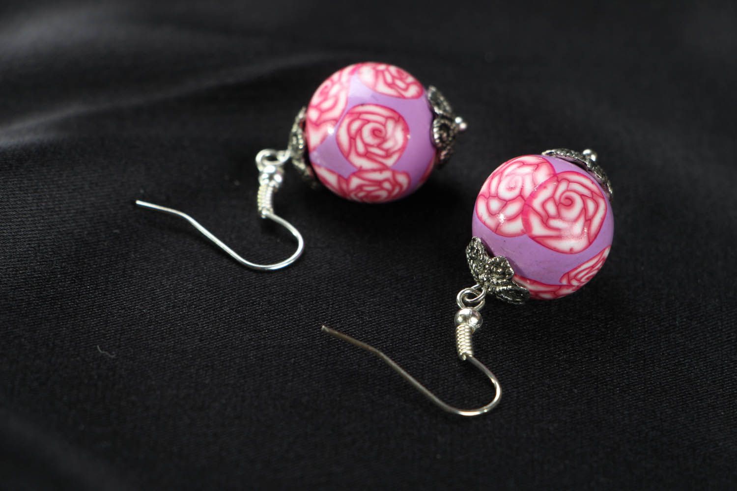 Polymer clay earrings Roses Beads photo 3