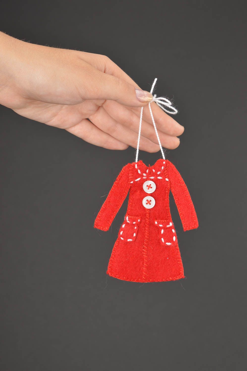 Décoration de Noël fait main Déco fait main robe rouge en feutre Idée déco photo 1