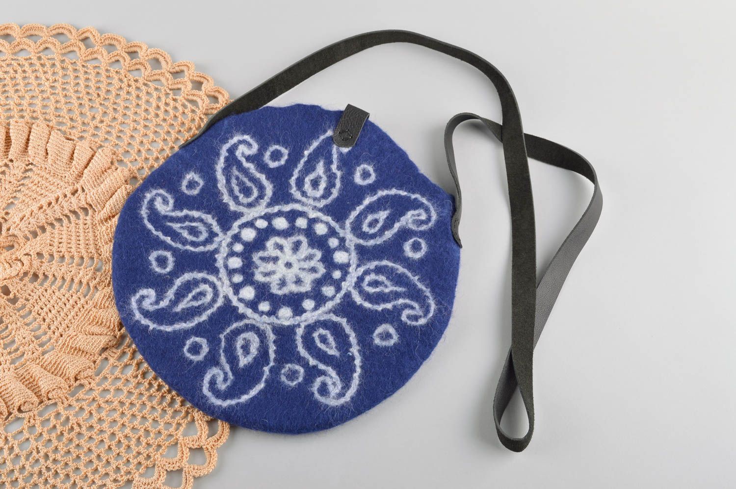 Handmade bunte Stofftasche Damen Accessoire Geschenk für Frauen rund ethnisch foto 1