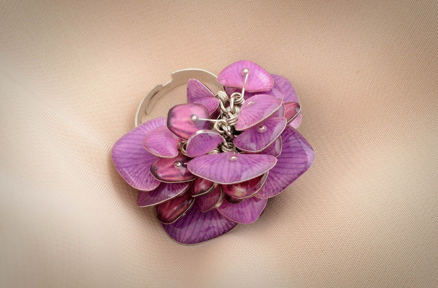 Designer handmade silver ring designer orchid shaped jewelry present for woman photo 5