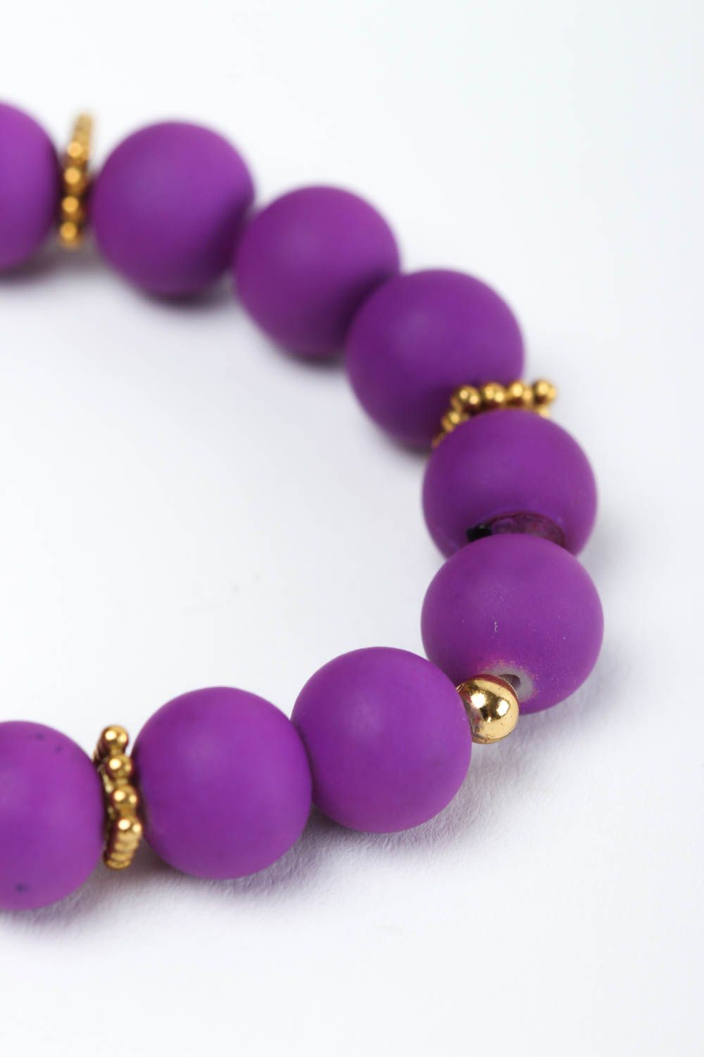 Bracelet violet Bijoux fait main de perles céramiques Accessoire femme photo 4