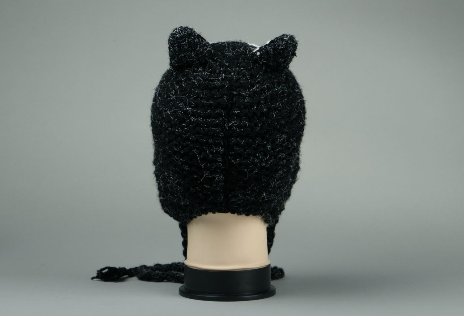 Bonnet tricoté pour enfant Chat noir photo 3