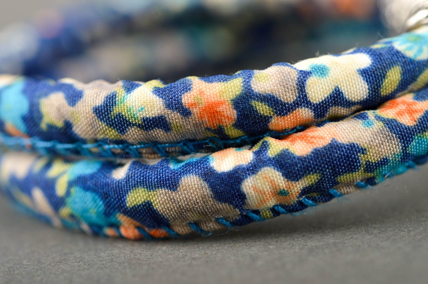 Браслет ручной работы стильный браслет текстильный синий браслет бижутерия фото 4