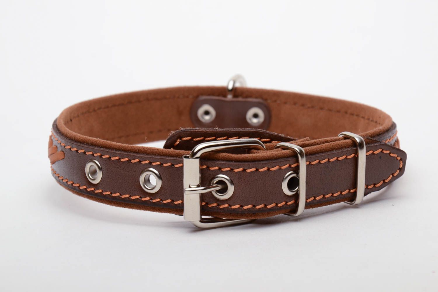 Genuine leather dog collar photo 2