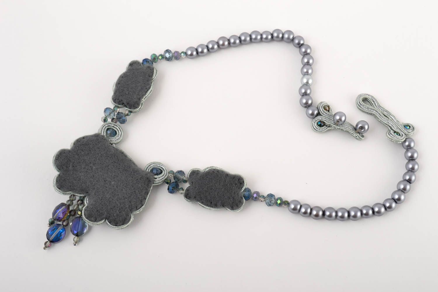 Handmade soutache necklace designer accessories massive stylish jewelry photo 3