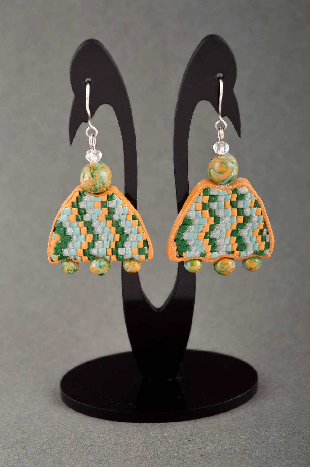 Unusual handmade plastic earrings design artisan jewelry fashion accessories photo 1