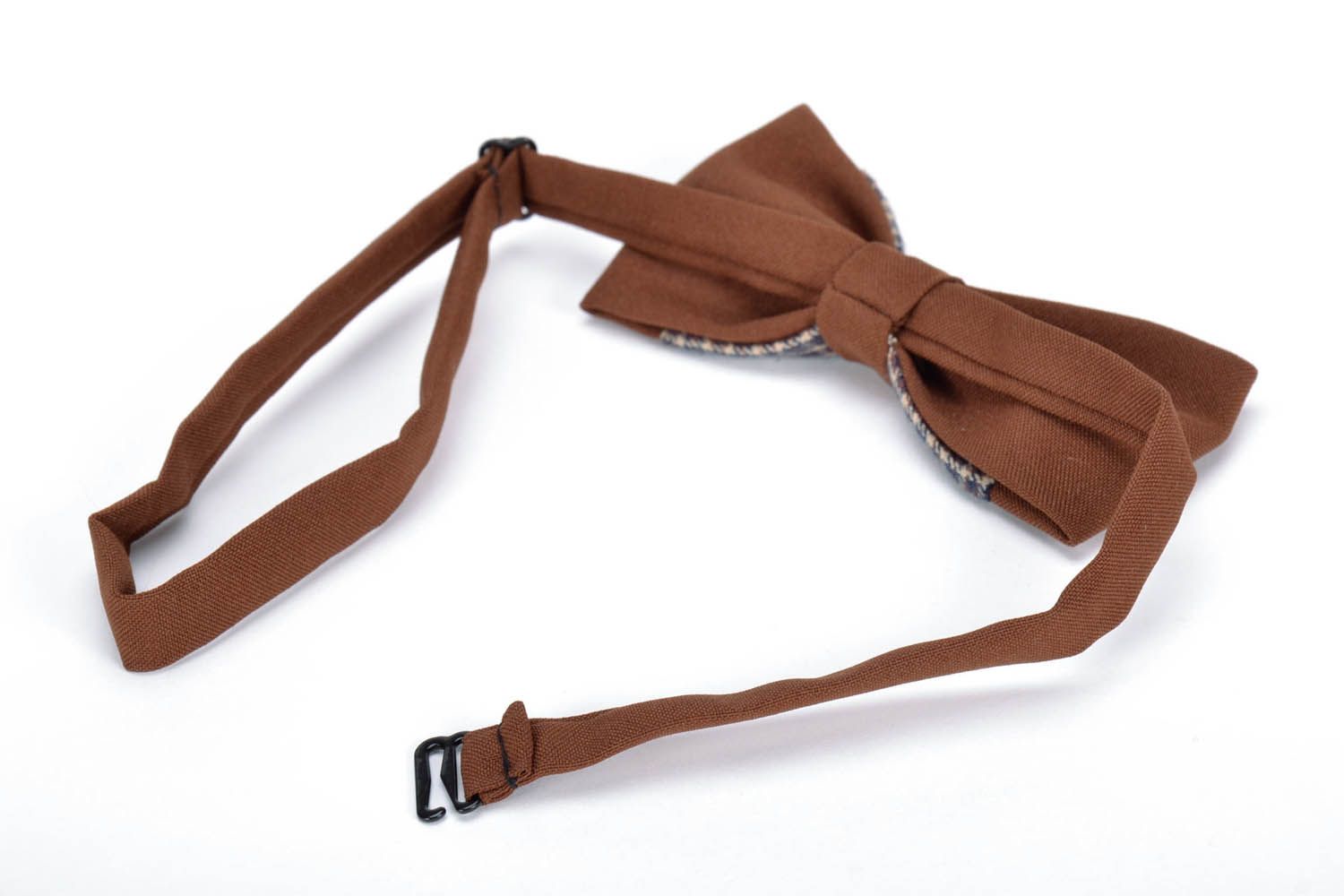 Brown checkered bow tie photo 3