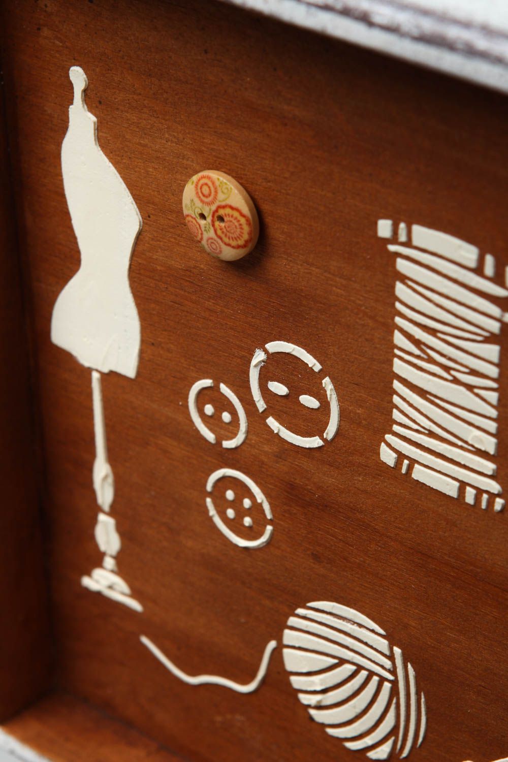 Caja de madera artesanal para costura decoración de interior regalo original foto 4