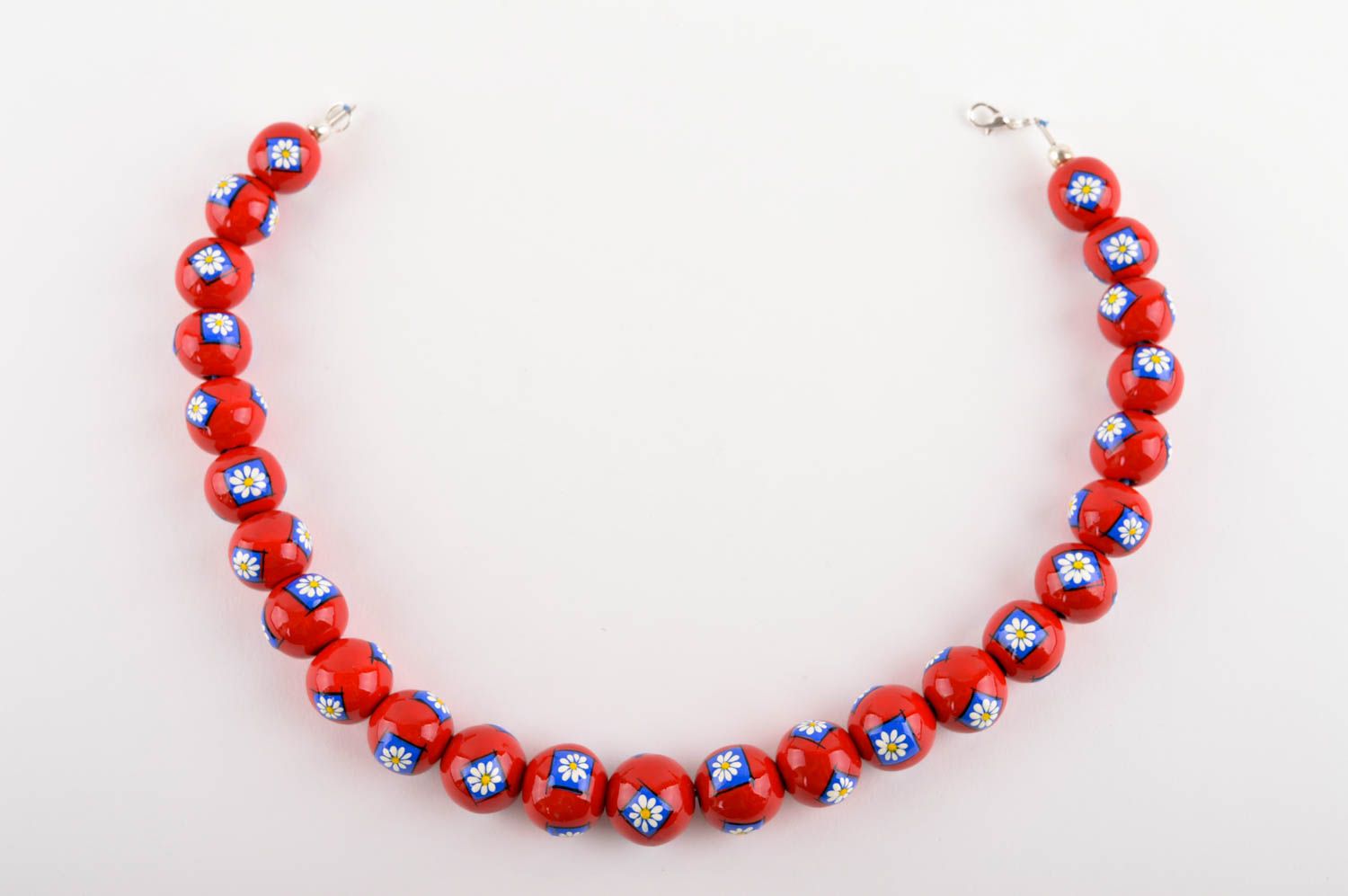 Collier rouge à motif floral Bijou fait main en céramique original Cadeau femme photo 5