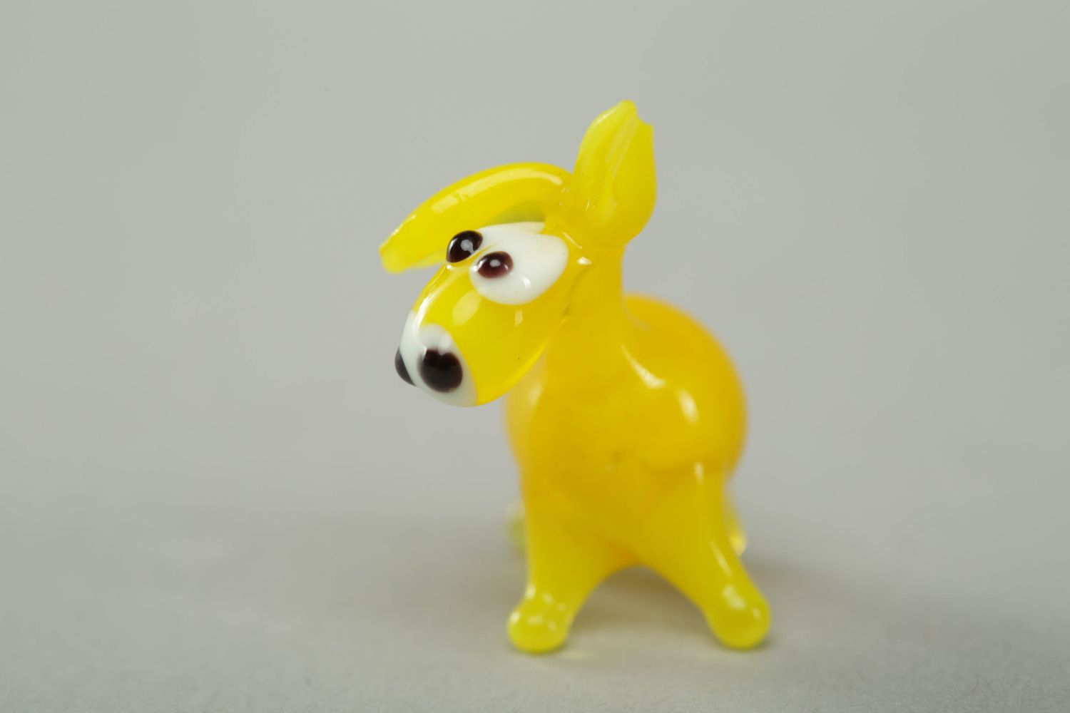 Figurine âne jaune en verre au chalumeau photo 2