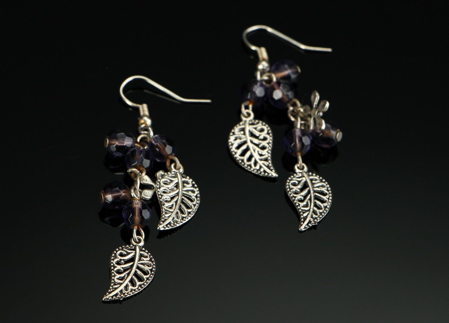 Earrings made of steel and glass Currant berries photo 2