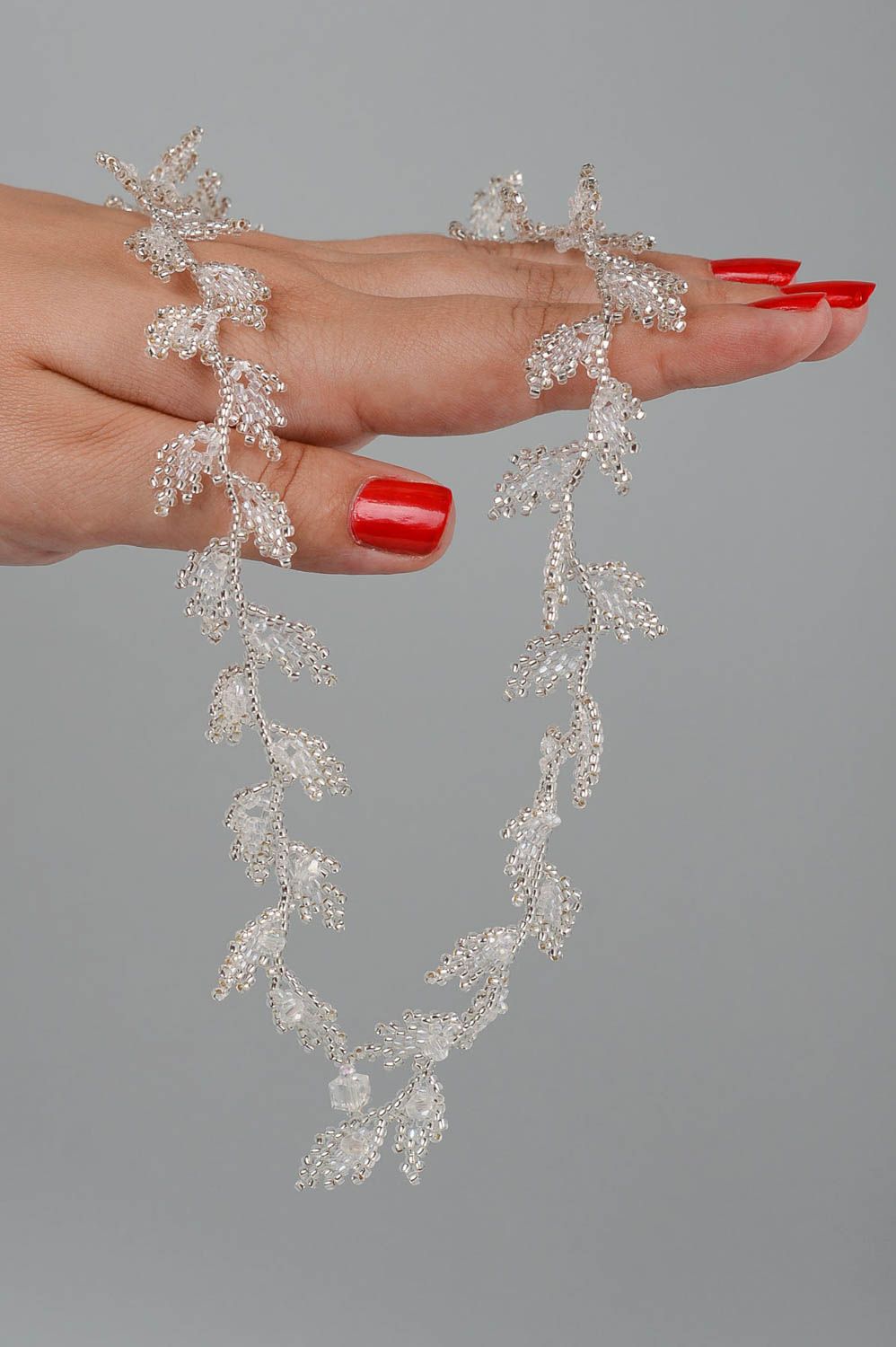 Колье из бисера украшение ручной работы ожерелье из бисера вечернее изысканное фото 5