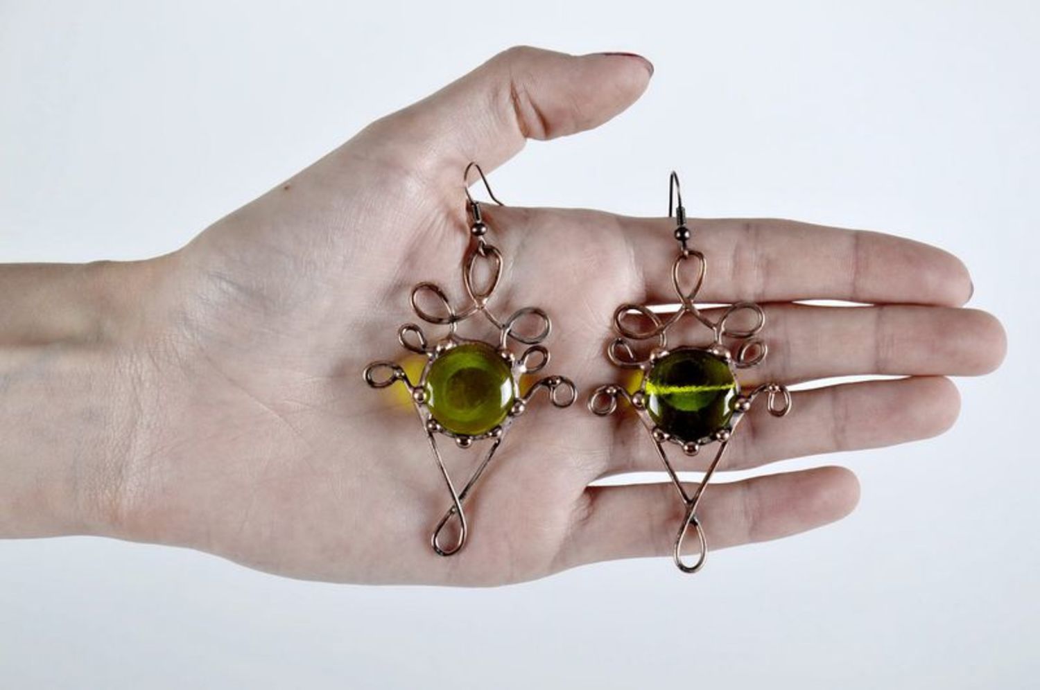 Large stained glass earrings photo 5