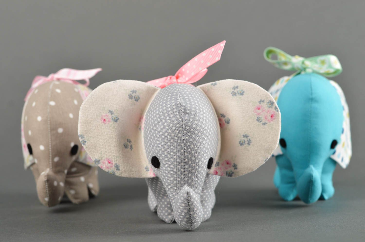 Elefantini fatti a mano pupazzi di peluche giocattoli simpatici da bambini 3 pz foto 3