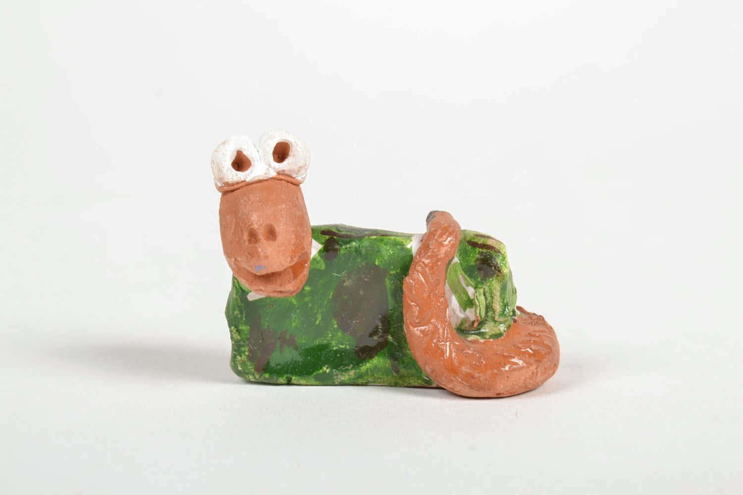 Statuetta serpente in argilla fatta a mano figurina decorativa in ceramica 
 foto 2