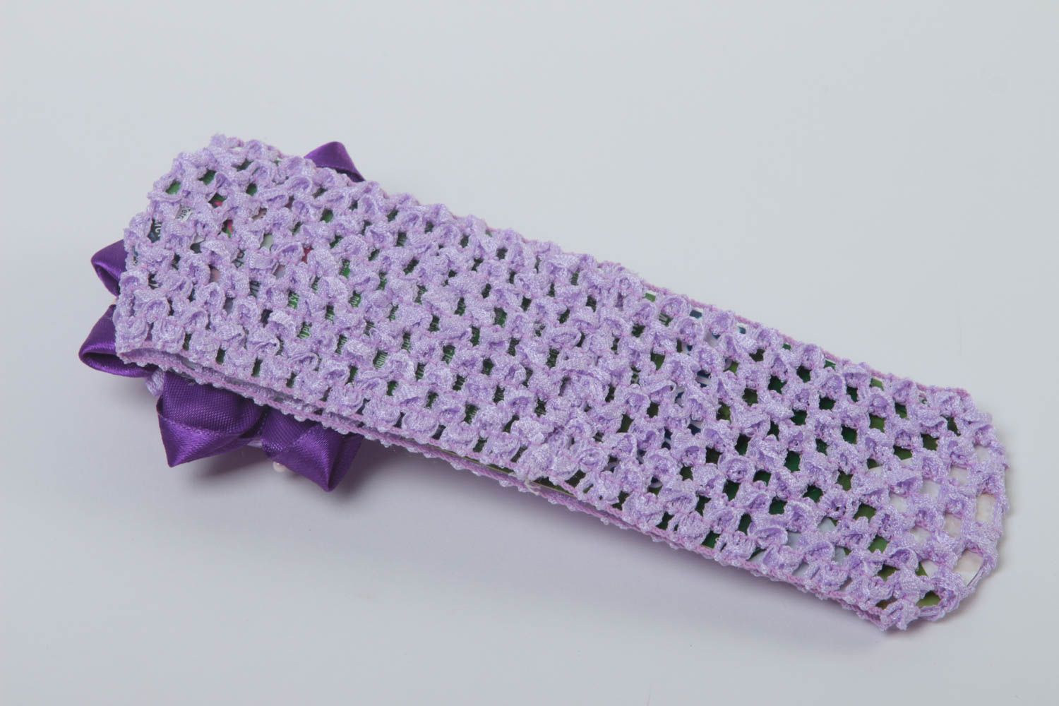 Violettes Haarband mit Blume handgemachter Schmuck Haar Accessoire für Kinder foto 4