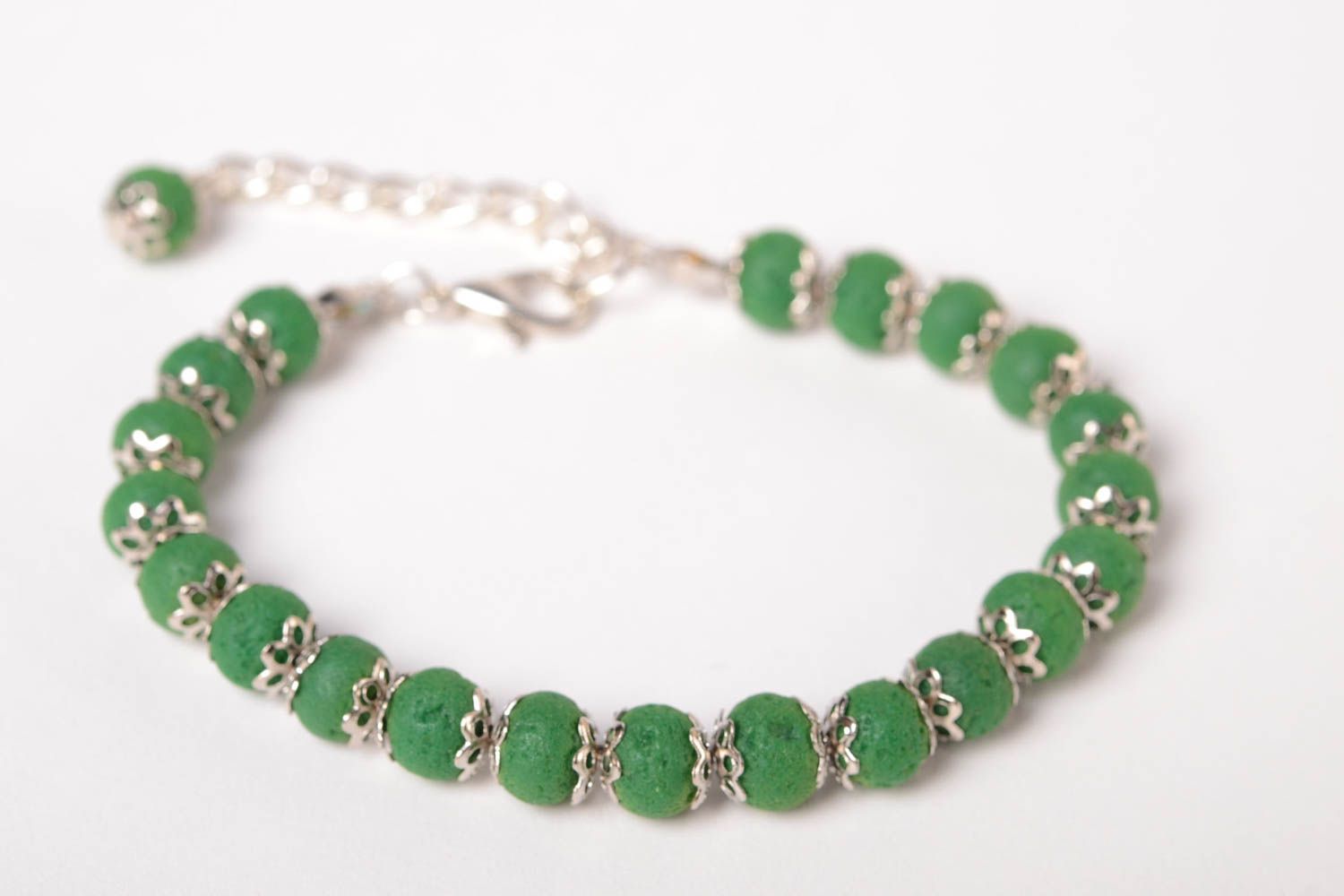 Bracelet pate polymere Bijou fait main Accessoire femme vert métal design photo 1