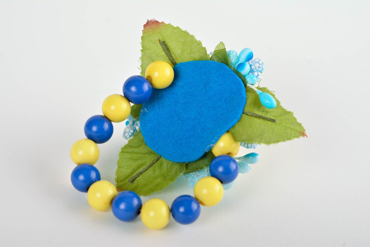Handmade flower tender bracelet elegant stylish bracelet blue accessory photo 4