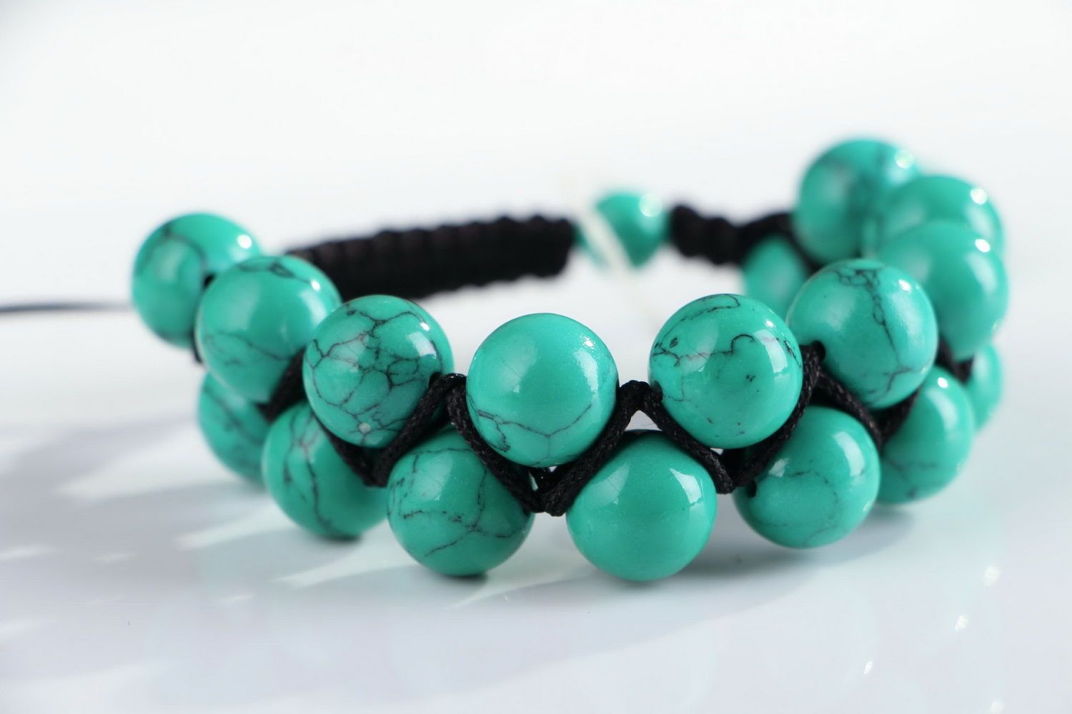 Double bracelet made of turquoise photo 4