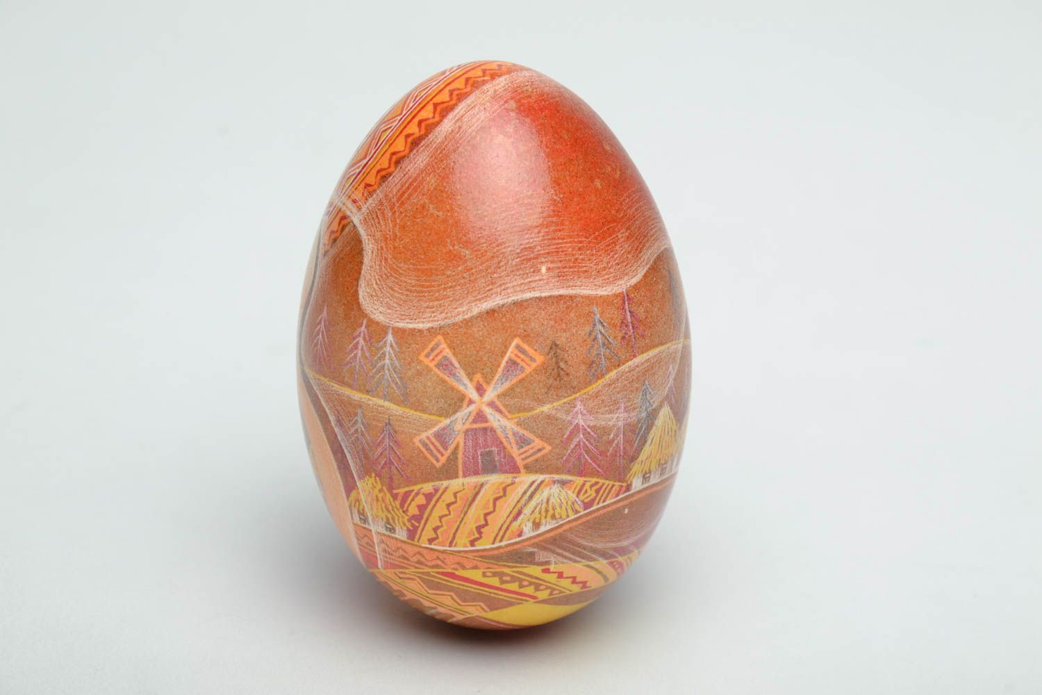 Painted Easter egg decorated with carving photo 4