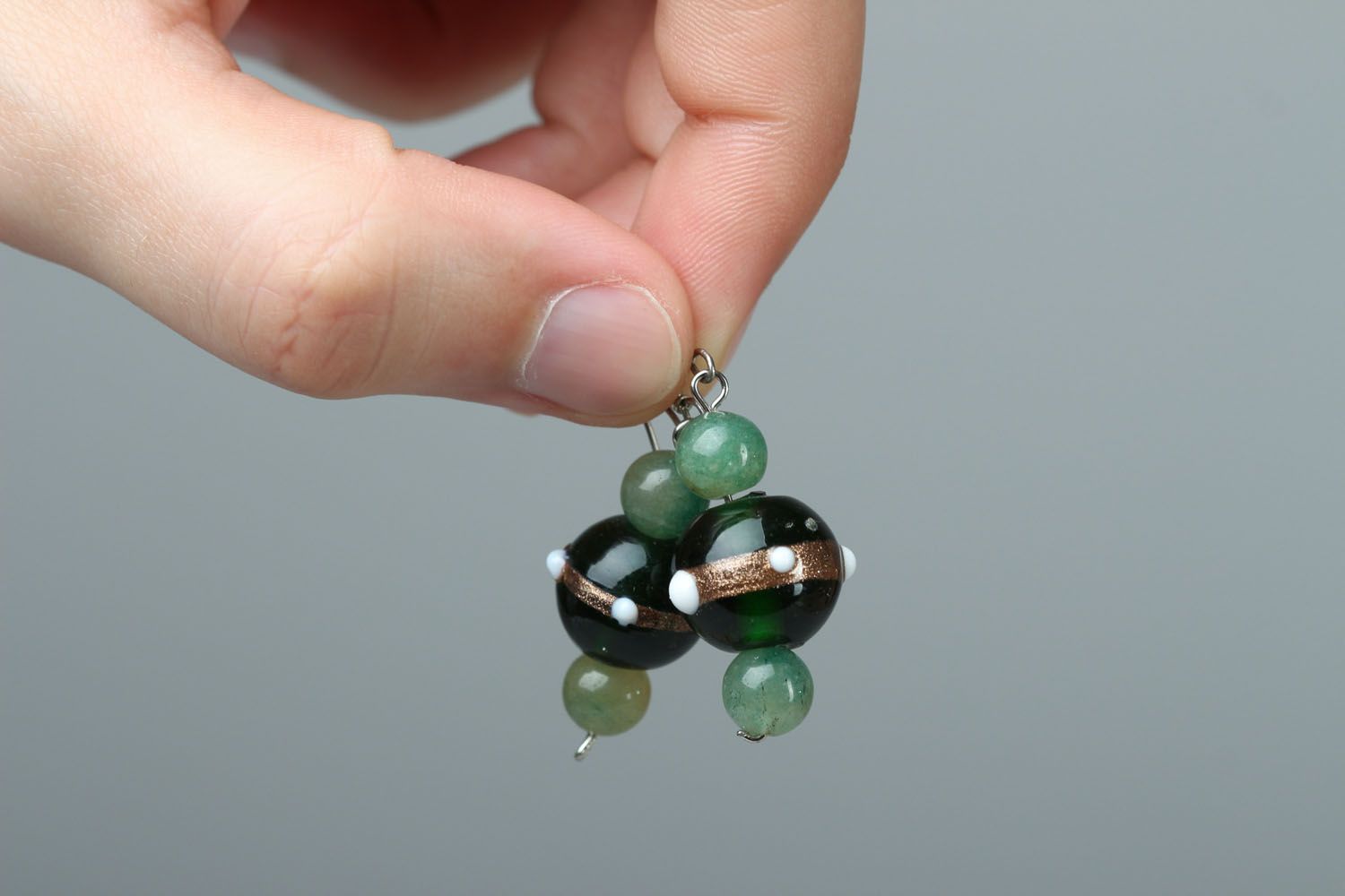 Earrings with jade and Czech glass photo 3