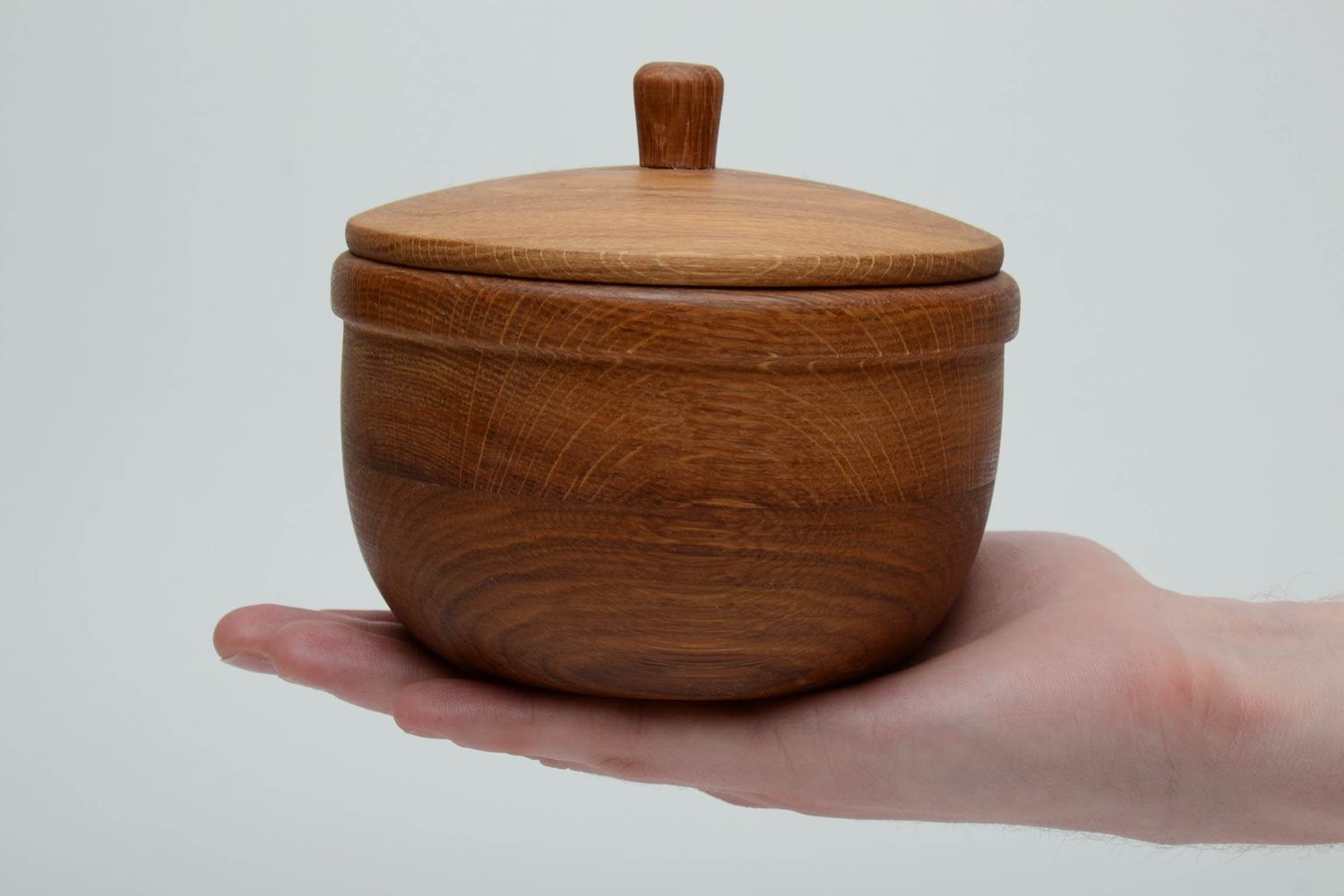 Pot en bois naturel avec couvercle pour miel photo 5
