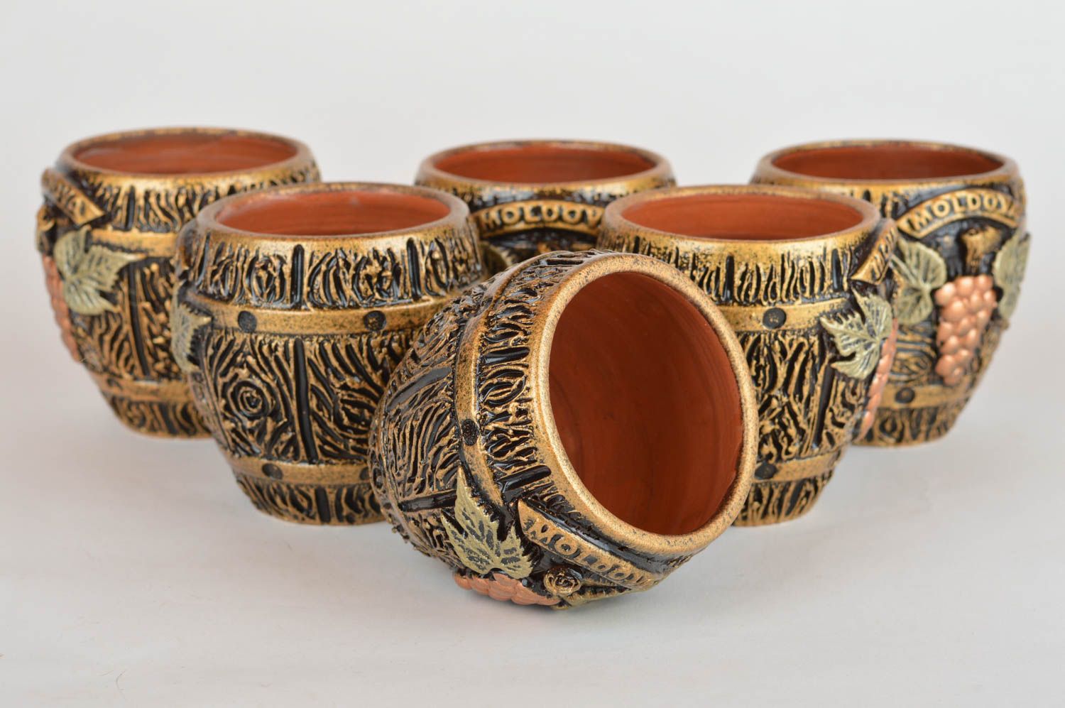 Juego de vasos de barro originales 6 piezas con modelado estilosos bonitos foto 2