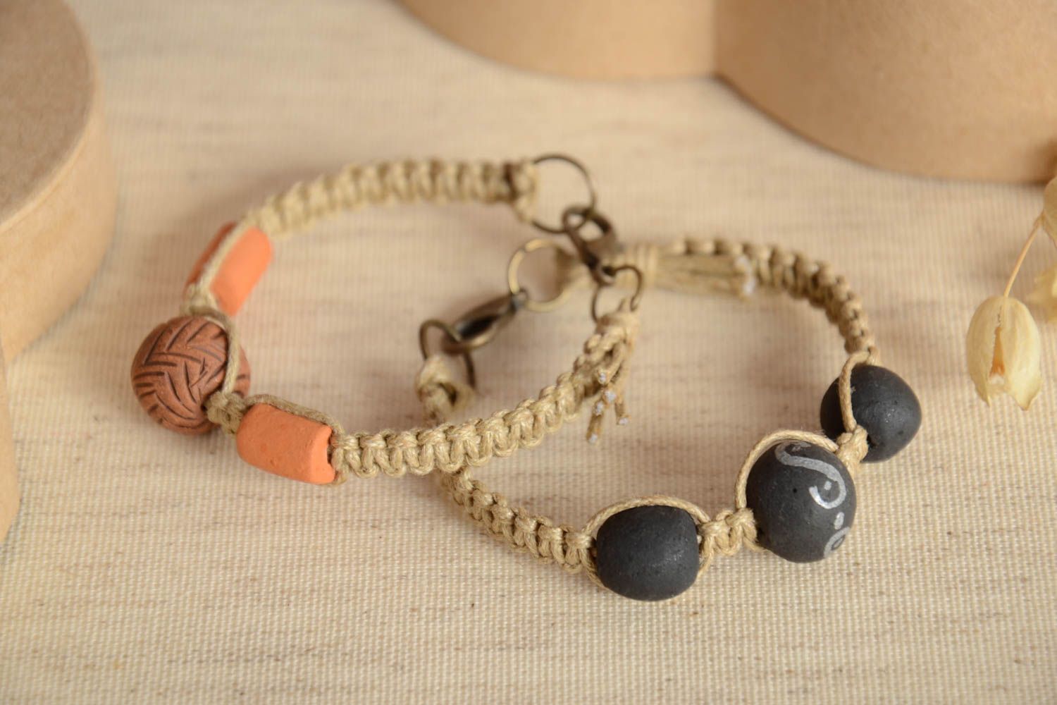 Handmade bracelet beaded bracelet unusual gift for women set of 2 items photo 2