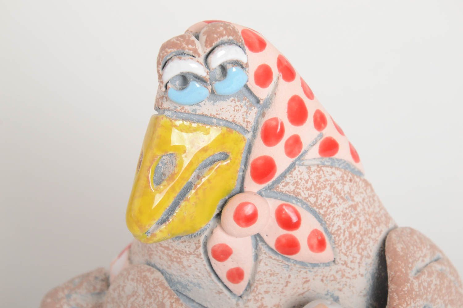 Tirelire poule céramique Tirelire fait main peinte originale Cadeau pour enfant photo 3