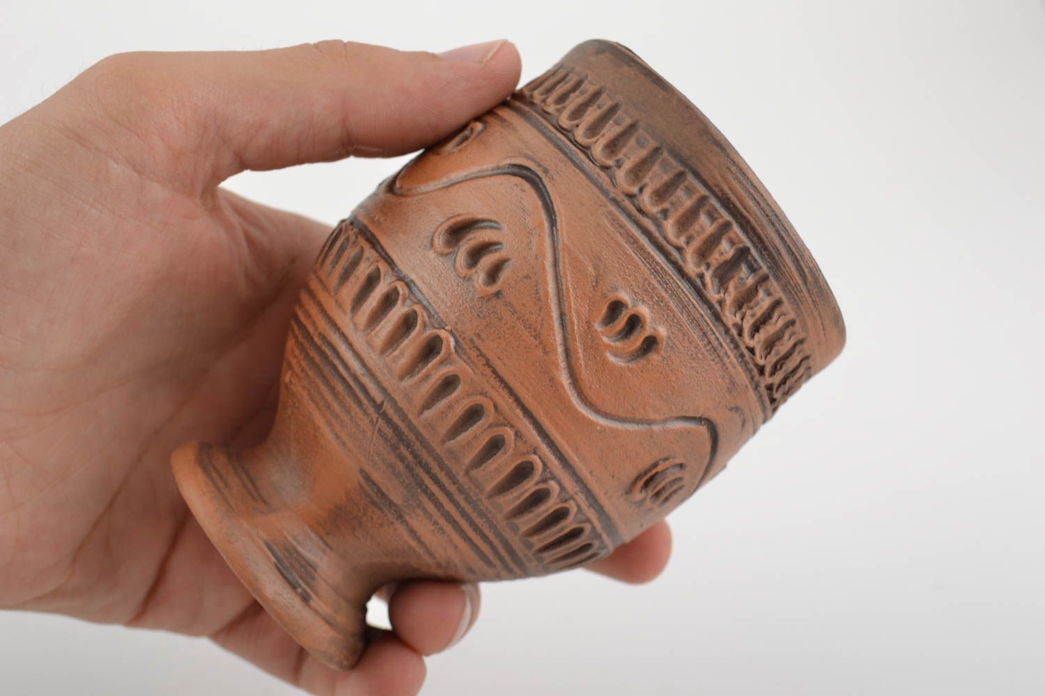 Beautiful handmade designer ceramic goblet 200 ml unusual gift photo 2