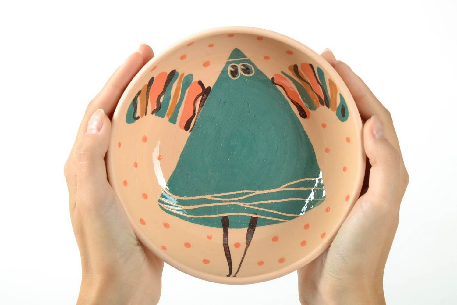 Глубокая керамическая тарелка ручной работы фото 5