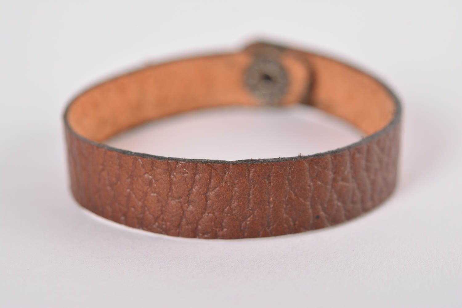 Bracelet cuir fait main Bracelet original fin marron Accessoire en cuir photo 1