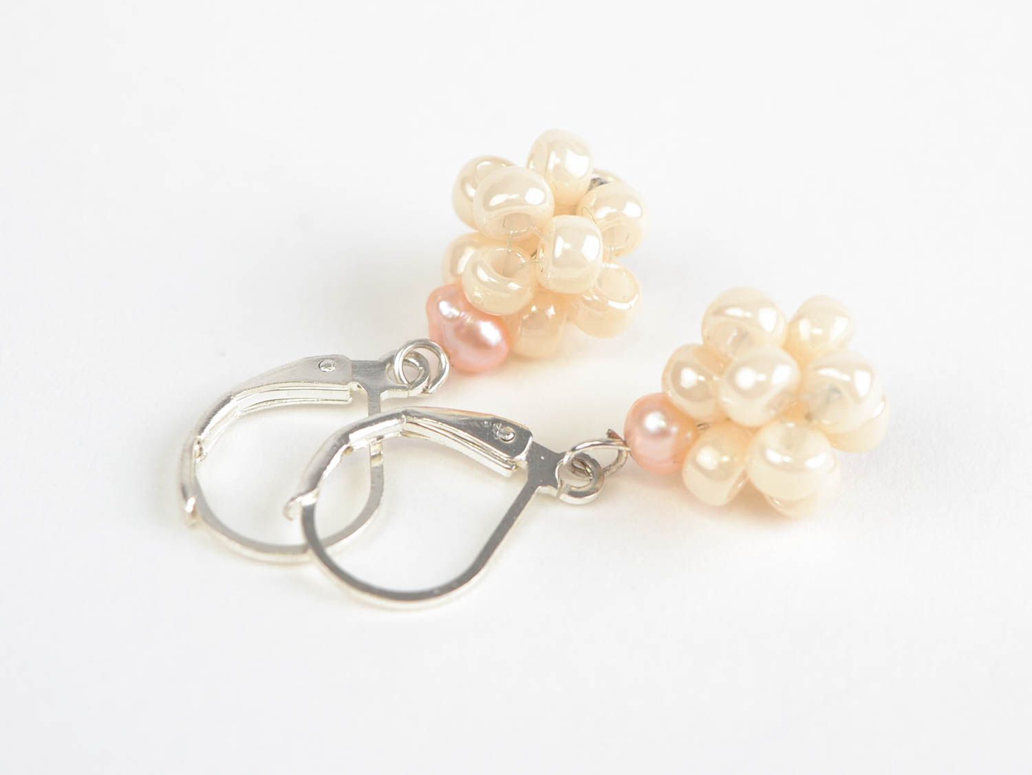 Handmade river pearl earrings designer beaded jewelry unique bijouterie present photo 3