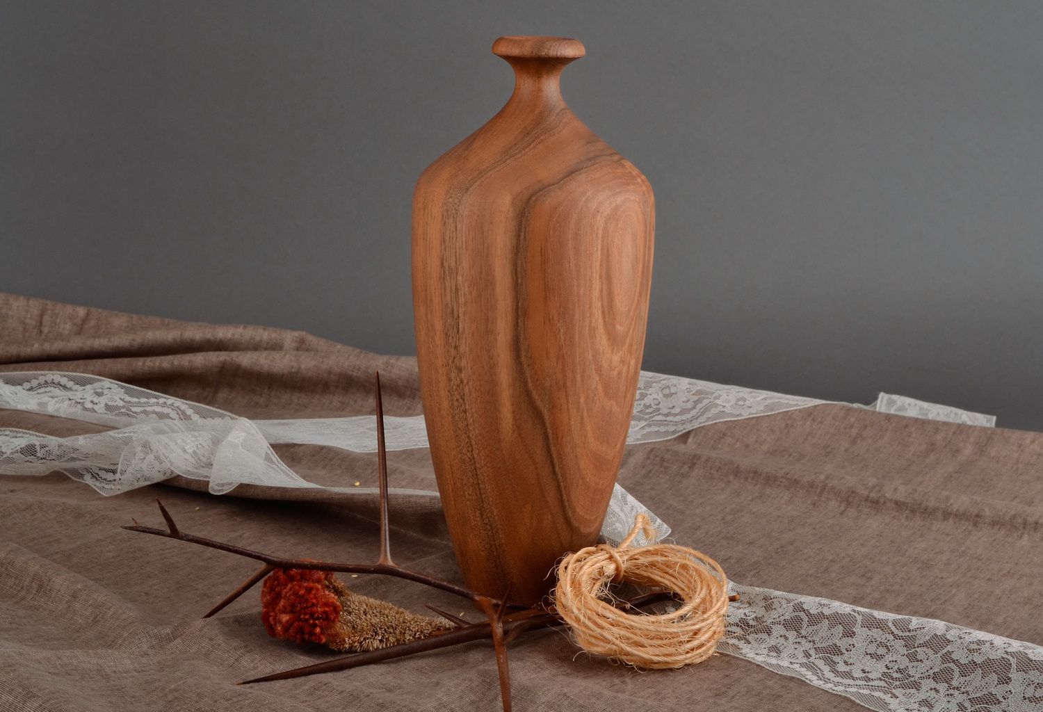12 inches wooden vase in modern style for home décor 2,8 lb photo 1
