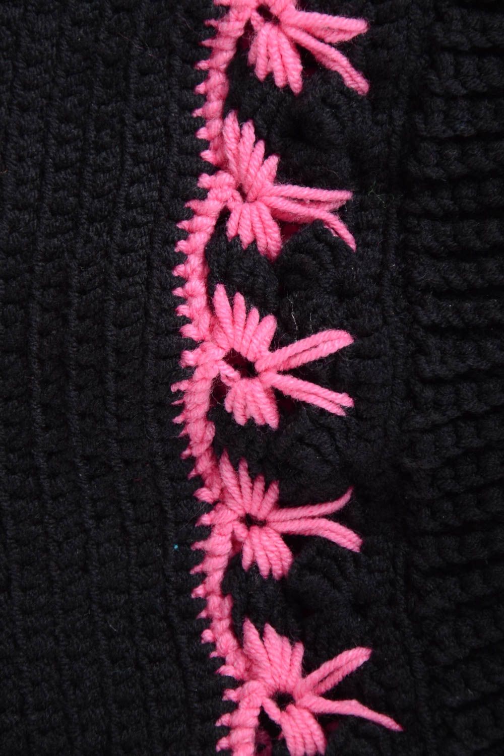 Bonnet tricot fait main Chapeau au crochet noir acrylique Vêtement femme design photo 5