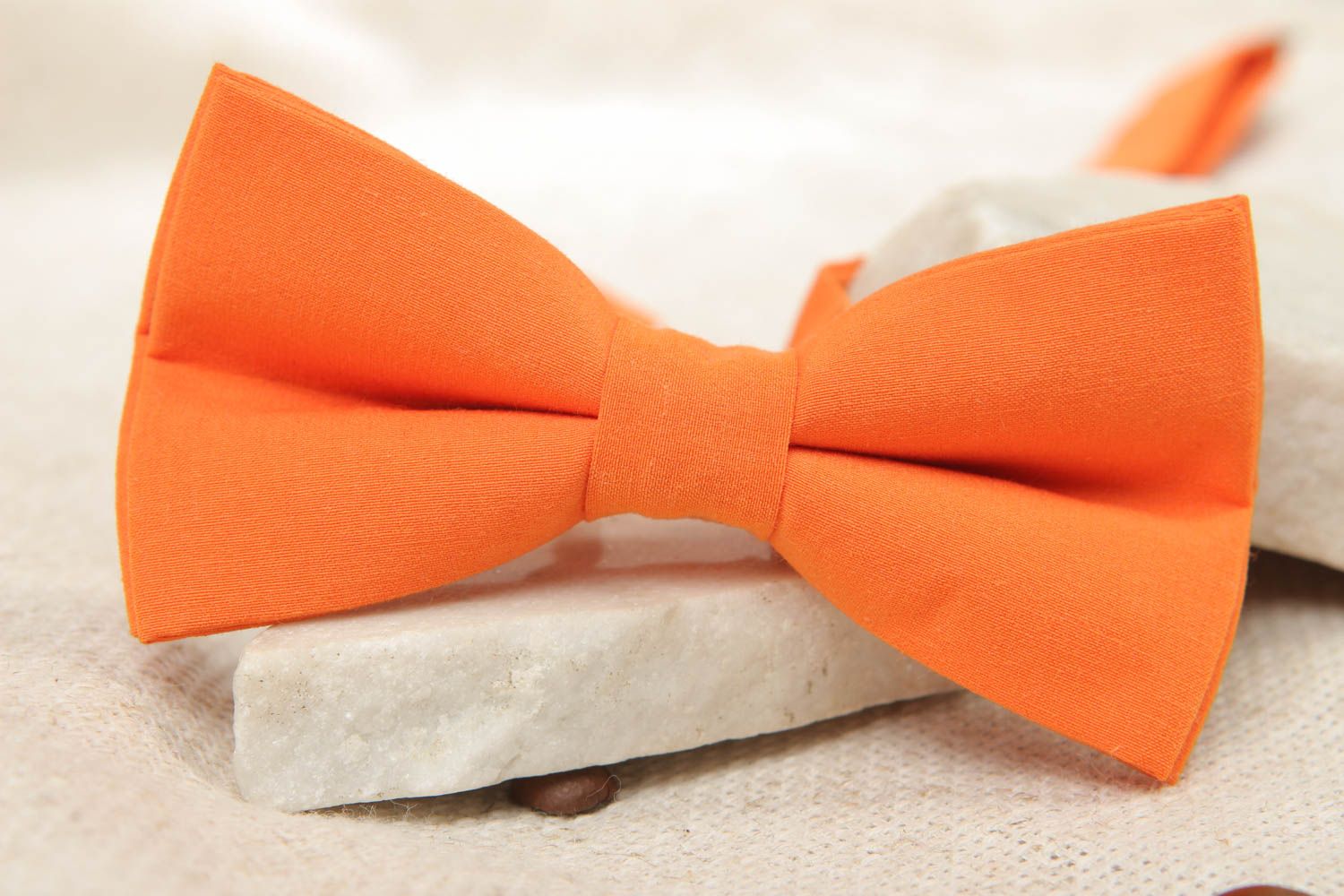 Orange cotton fabric bow tie photo 5