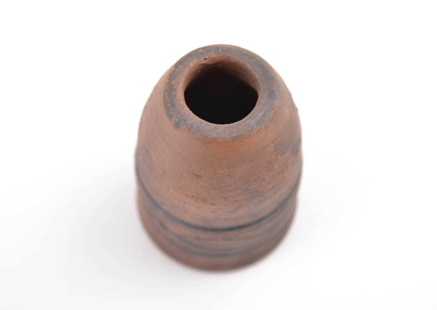 Handmade small brown ceramic hookah bowl kilned with milk smoking accessories photo 4