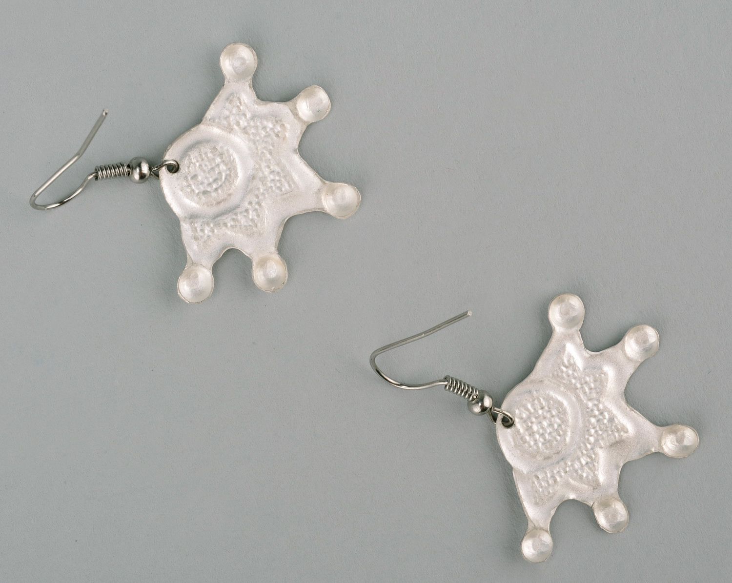 Metal earrings with silver-plating photo 3