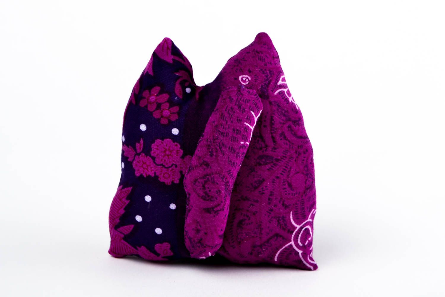 Интерьерная игрушка ручной работы игрушка из ткани фиолетовая игрушка кот фото 4