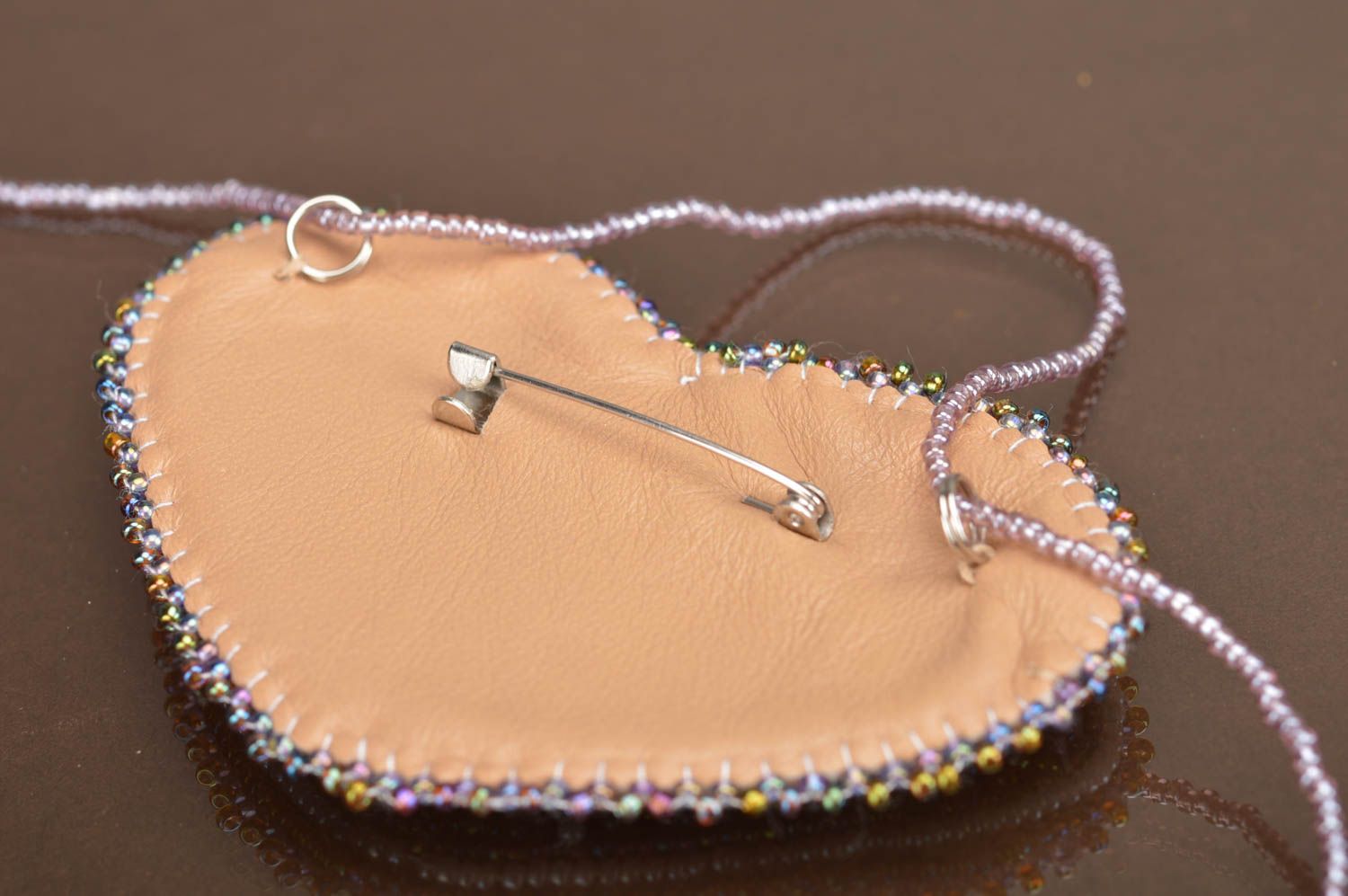 Stylish beautiful designer handmade pendant brooch made of Czech beads photo 5