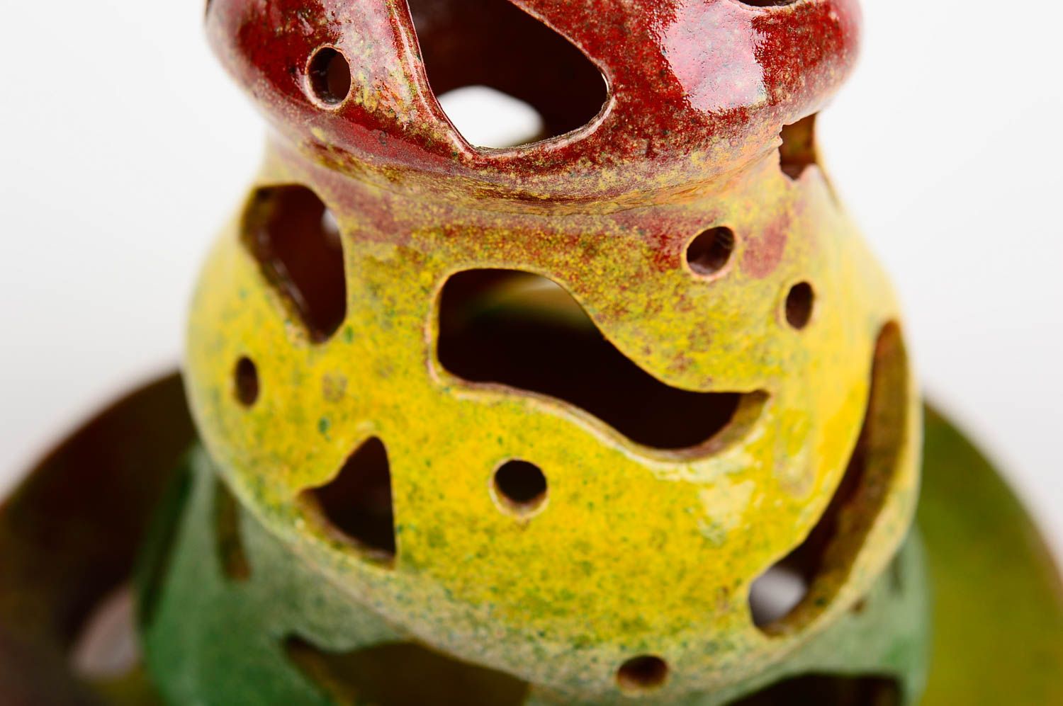 Kerzenhalter aus Ton Handmade Deco Teelichthalter bunt Designer Kerzenhalter  foto 5