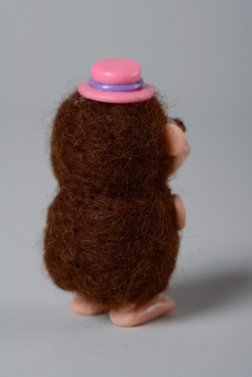 Miniature homemade felted wool figurine of monkey photo 3