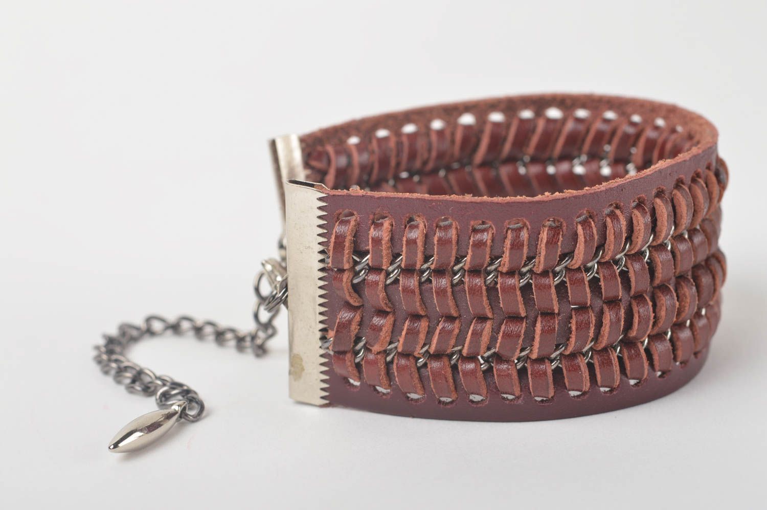 Unusual handmade leather bracelet fashion accessories designer jewelry photo 4