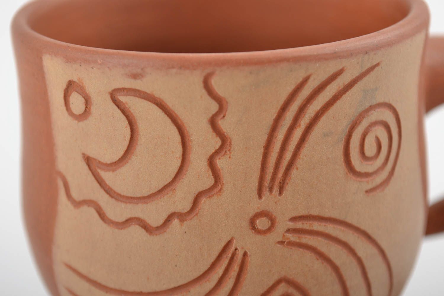 Conjunto de tazas de cerámica pintadas con engobes hechas a mano 3 piezas foto 5