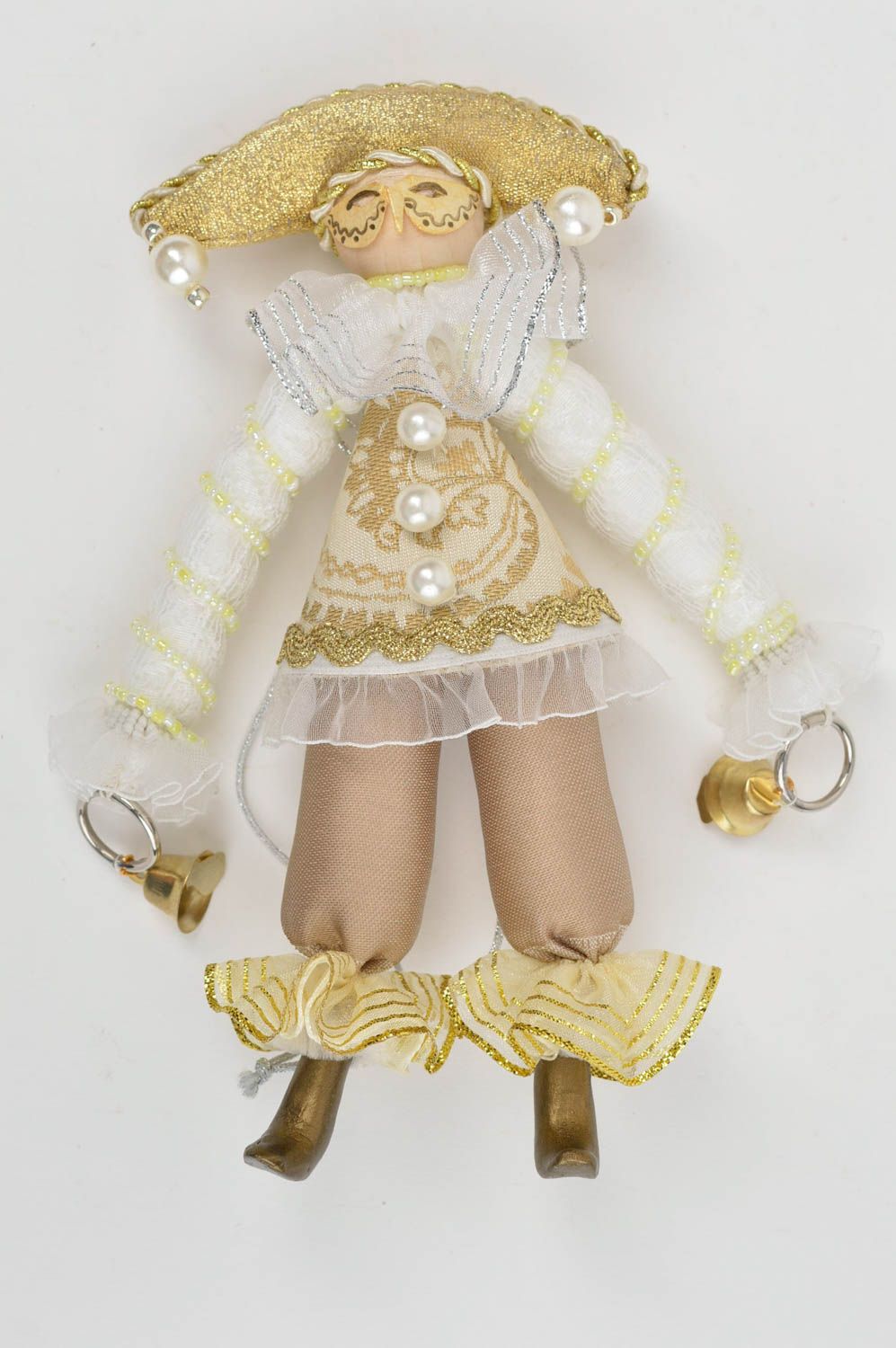 Авторская тканевая кукла Арлекино ручной работы красивая для декора дома фото 2